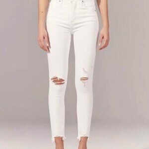 SOLD Abercrombie White Super Skinny Distressed Jeans 27